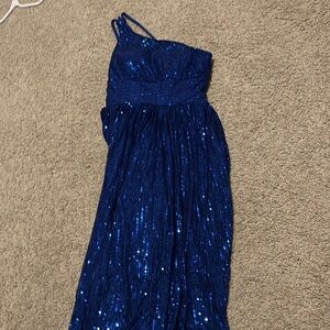Blue Sequin Evening Dress